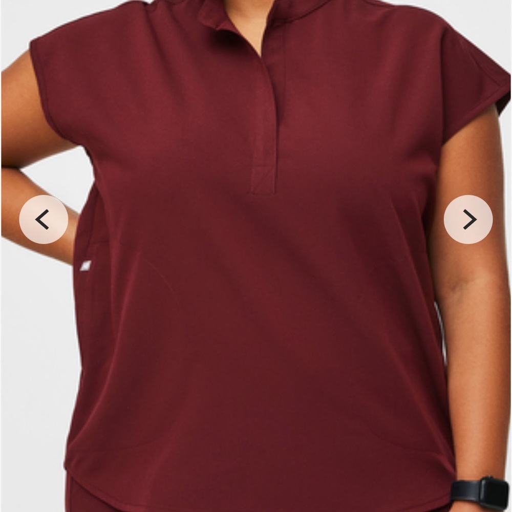 FIGS Rafaela Oversized Scrub Top in Burgundy